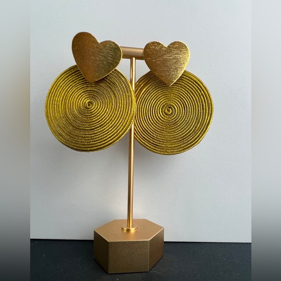 Elegant Yellow & Gold Dangle Earrings - Round Earrings - Trendy Summer Earrings - Picture 5 of 7